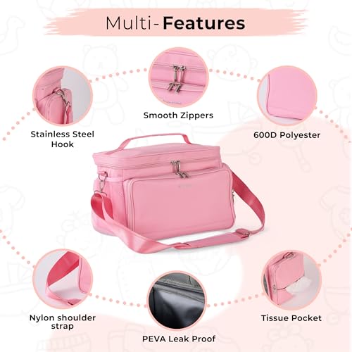 Breast Pump Bag Fit for Spectra S1 and S2, Pumping Bag with Milk Packs - color: Pink