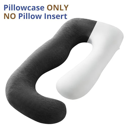 Sasttie Cooling Pregnancy Pillow Cover for 57-inch Maternity Pillow, Black - color: Black