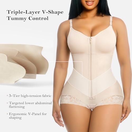 YIANNA Fajas Colombianas Moldeadoras Postpartum Shapewear Tummy Control - color: Beige, size: Medium