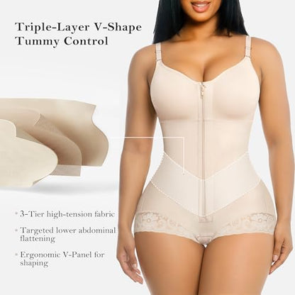 YIANNA Fajas Colombianas Moldeadoras Postpartum Shapewear Tummy Control - color: Beige, size: Medium