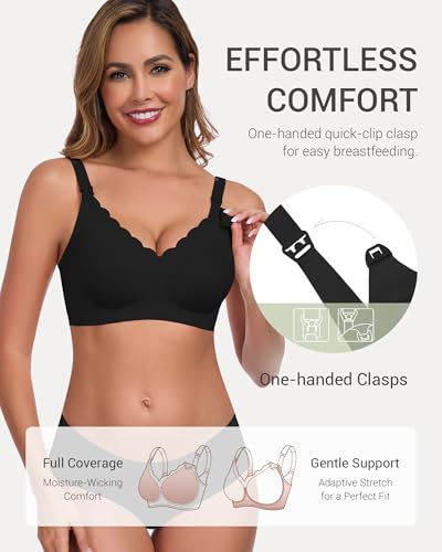 Vinfact Pumping Bra Hands Free-Adjustable Every Day Bra Holding & Breast Pump Bra Breathable Comfortable Bras - color: Black, size: Large