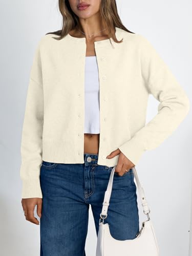 LILLUSORY Womens Lightweight Cardigan Cropped Knit Fall Cute Sweaters 2026 - color: Beige, size: X-Small