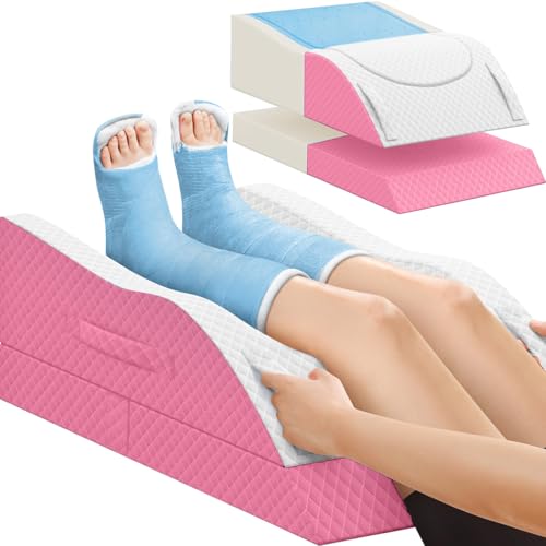 TranquilRelax Leg Elevation Pillows for After Surgery, Wedge Pillow, Pink - color: Pink, size: Double Leg(Upgraded)
