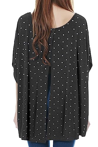 Smallshow Women's Nursing Top Maternity Poncho for Breastfeeding - color: Polka Dot Deep Grey