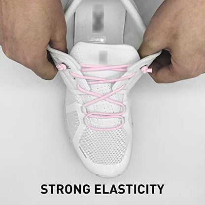 3 Pairs Elastic Shoe Laces Replacement Laces for Running Shoes,Stretch Oval Strings Replacement Shoestrings - color: Black+beige+pink