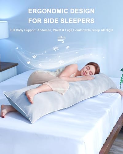 YZ HOME Cooling Body Pillow for Adults,Cold Touch Fabric(Bule,20"x54") - color: Blue