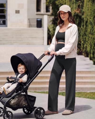 G4Free EverGoing Maternity Pants Over the Belly Pregnancy Work Trousers - color: Charcoal Heather, size: Medium
