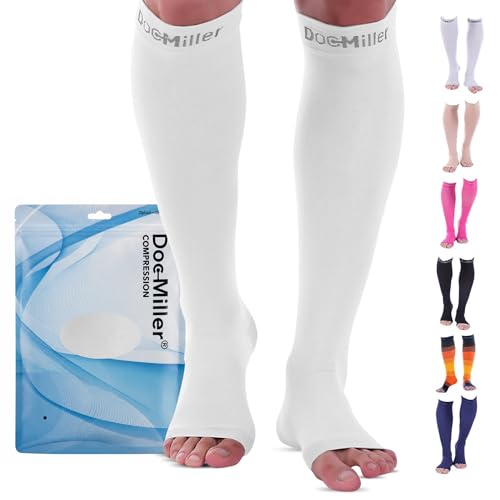 Doc Miller Open Toe Compression Socks 8-15 mmHg for Women & Men, 1 Pair - color: White, size: Small