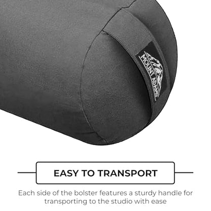 Mount Adams 24"x8" Round Yoga Bolster with Handles - color: Charcoal - 2 Pack