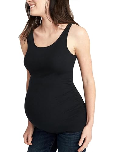 Liu & Qu 3 Pack Maternity Tank Tops, Ribbed Stretch, Ruched Side - color: Black Jack/Heathered Gray/Bright White, size: Medium