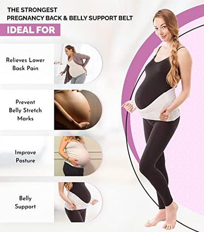 GABRIALLA Pregnancy Belly Band - Strong Support, 8" Wide, Made In USA - color: White, size: XX-Large