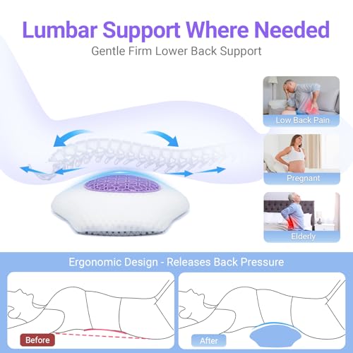Lumbar Support Pillow for Sleeping, Memory Foam Lower Back Pillow with Adjustable Height Pad, Removable Washable Cover, Ergonomic Lumbar Cushion for Bed, Couch, Gift Box