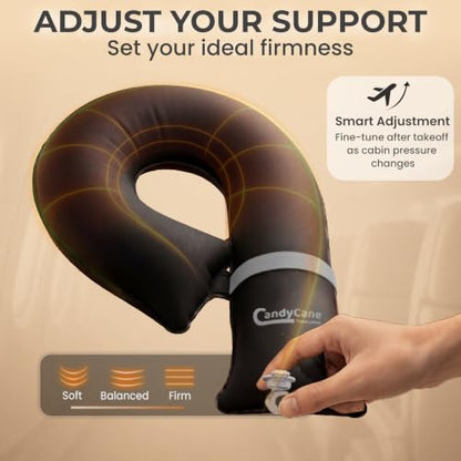 CANDY CANE Inflatable Airplane Travel Pillow, Supports Head, Neck & Chin - color: Navy
