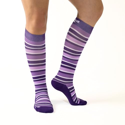 Medical Grade Compression Socks 15-20 mmHg - color: Purple w/Stripes, size: Small