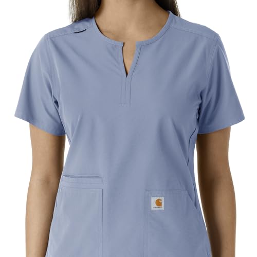 Carhartt Scrubs C12413 Women's Force® Essentials Modern Fit Notch Neck - color: Ceil Blue, size: X-Small