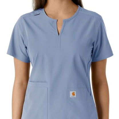Carhartt Scrubs C12413 Women's Force® Essentials Modern Fit Notch Neck - color: Ceil Blue, size: Small