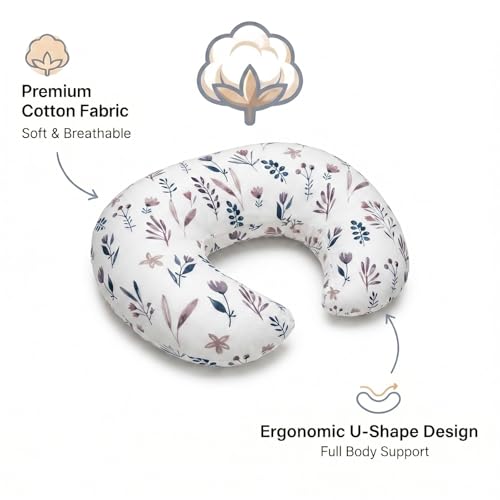 Nursing Pillow and Body Positioner for Breast Feeding and Bottle Feeding, Ultra Soft Breastfeeding Pillows with Removable Pillow Cover (Vine Whisper) - color: Vine Whisper