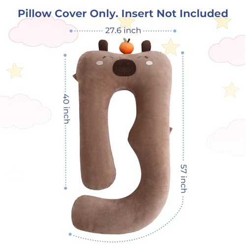 Sasttie Velvet Pregnancy Pillow Cover, U-Shaped, Brown - color: Brown