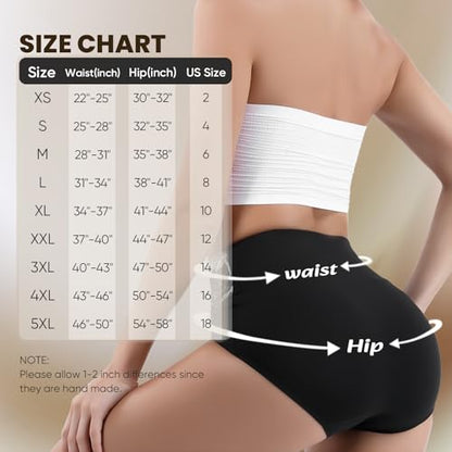 Honzadar Cotton Underwear for Women, Breathable High Waisted Panties - color: Black-5pack, size: X-Large