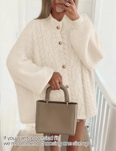 ZESICA Women's Oversized Chunky Knit Cardigan Sweaters Fall Fashion - color: Apricot, size: Large
