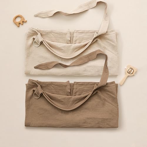 Konssy 2-Pack Muslin Nursing Cover Up for Breastfeeding Mom with Rigid Hoop - color: Cream, Brown