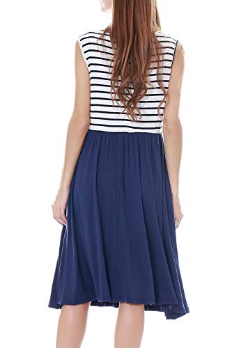 Smallshow Women's Sleeveless Nursing Dresses - color: Navy Stripe-navy, size: Large