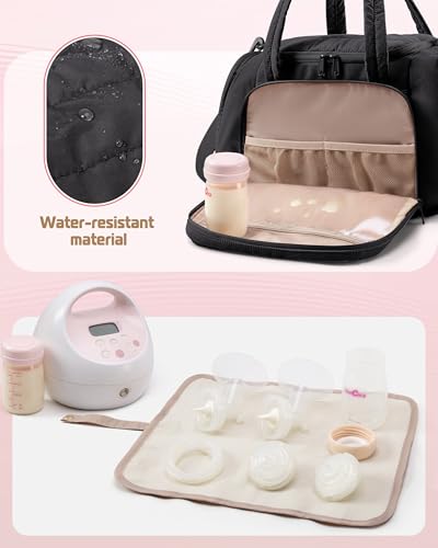 Marscamd Quilted Breast Pump Bag Compatible with Spectra S1 and S2 - color: Black