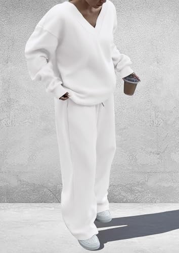PRETTYGARDEN Womens 2 Piece Outfits Fall Sweatsuits - color: White, size: XX-Large