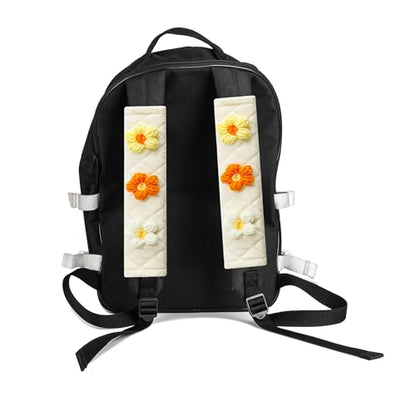 Amooca 2-Pack Braid Pattern Seat Belt Covers Shoulder Pads for Car & Bag - color: Yellow Orange White Flower