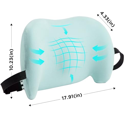 Lumbar Support Pillow for Office Chair, Memory Foam Car Back Cushion - color: Green