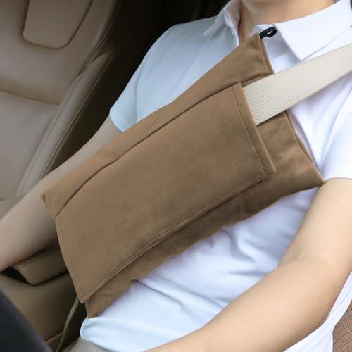 Post Surgery SeatBelt Pillow for Pregnancy Mastectomy Hysterectomy Recovery - color: Brown