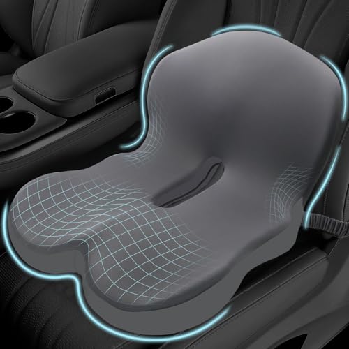Car Seat Cushion with Lumbar Support Pillow, Seat Cushion for Driving - color: Gray