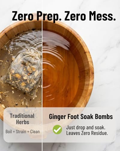 Ginger Foot Soak Balls, Herbal Cleansing Foot Bath for Swollen Feet, 8 Pack