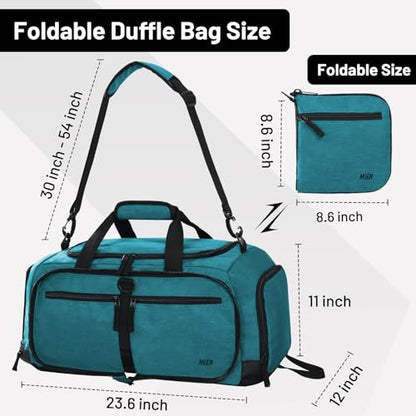 MIER Packable Travel Duffle Bag with Shoe Compartment, 50L, Teal - color: Teal, size: 50L