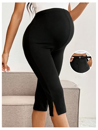 MakeMeChic Women's Maternity Capris Pants High Waisted Cropped Leggings - size: Small