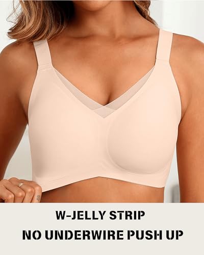 SHIJIALI Jelly Bras Wireless Push Up Invisible Under Tees - color: A01 Blush Beige, size: Medium