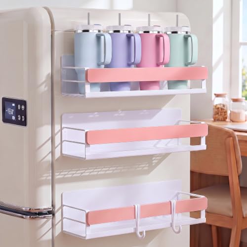 Patelai 3 Pack Pink Magnetic Water Bottle Organizer for Refrigerator - color: Pink
