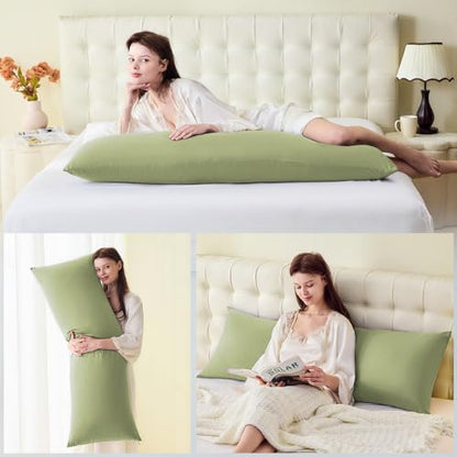 DOWNSTORIA Body Pillow Cover, Ultra Soft Microfiber Long Pillowcase, Envelope Closure Large Pillow Cases 20x54 inch (Sage Green) - color: Sage Green