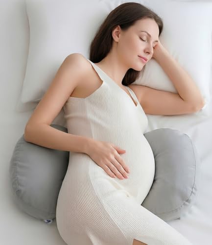Adjustable Pregnancy Wedge Pillow for Belly & Back Support, Compact Design - color: Grey