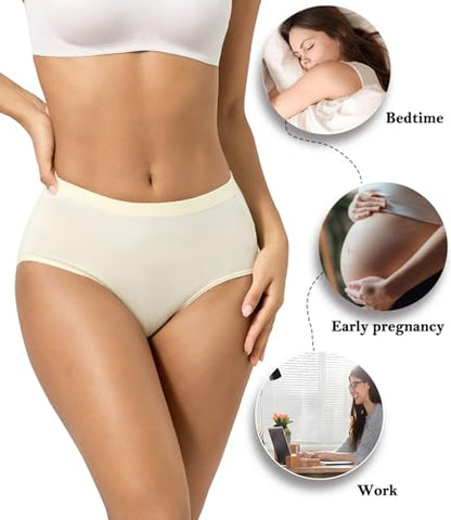 wirarpa Women's Cotton Underwear Full Coverage Cotton Briefs 5 Pack - color: Black/Light Purple/Light Blue/Pink/Beige, size: Medium