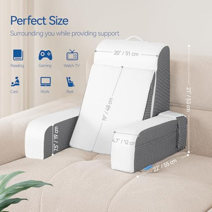 Kayfia Reading Pillow, Gel Memory Foam Back Rest Pillow, 21'', White - color: White, size: Large(21'')