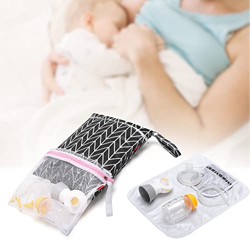 Damero Breast Pump Parts Bag, Pumping Bag with Waterproof Mat and Mesh Bag - color: Black Arrow