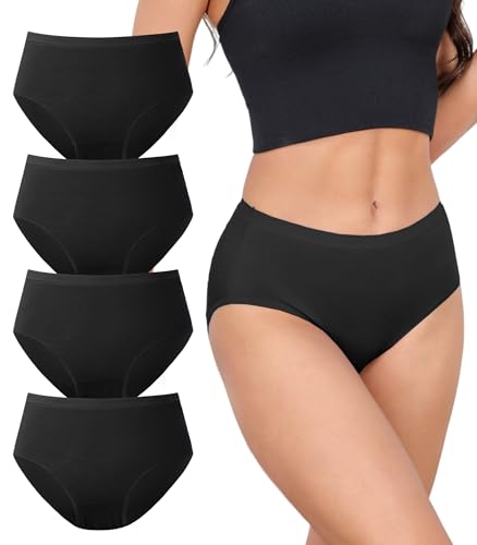 DAVID ARCHY Women's Bamboo Rayon Briefs, High-Waisted Underwear, 4/6 Pack - color: Black, size: Small