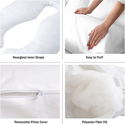Bluestone Pregnancy Pillow, Body Cushions for Adults, White, 60” x 38”