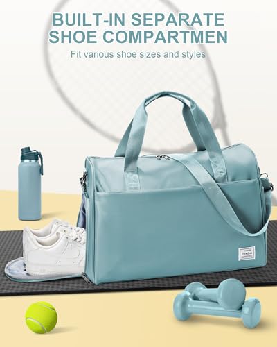 Travel Weekender Bags with Shoe Compartment Overnight Bag Light Blue - color: K4-Light Blue