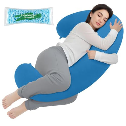 TranquilRelax C Shaped Body Pillow for Side Sleepers, Light Blue-53"*10" - color: Light Blue, size: 53*10 in