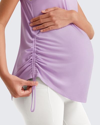 G4Free Lyocell Maternity Tank Tops Pregnancy Sleeveless Workout Shirts - color: Light Purple, size: Large