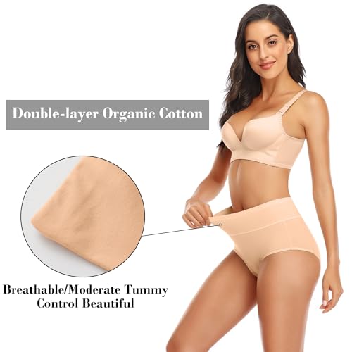 Womens Tummy Control Underwear Cotton High Waisted Full Briefs - color: 5 Pack Multicoloured-b, size: Medium