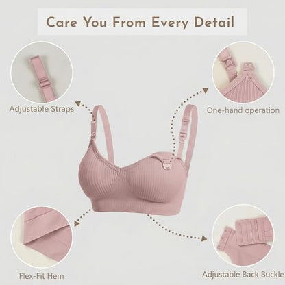 Nursing Bra 7 Pack, Seamless Wireless Maternity Breastfeeding Sleep Bra - size: One Size-Small