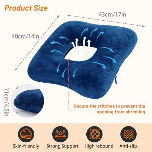 Donut Pillow for Tailbone Pain, Wheelchair Cushion - color: Blue